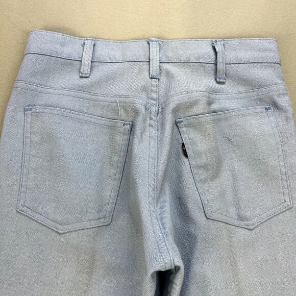 Vintage Levis Sta-Prest Pants Mens 29 Blue Chino Flare Leg Big E Dress Slack 70s - Picture 2 of 15